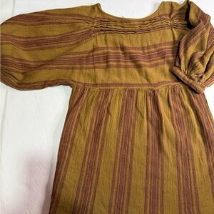 Free People Tunic Mini Dress Oversized Small Boho Women mustard yellow maroon